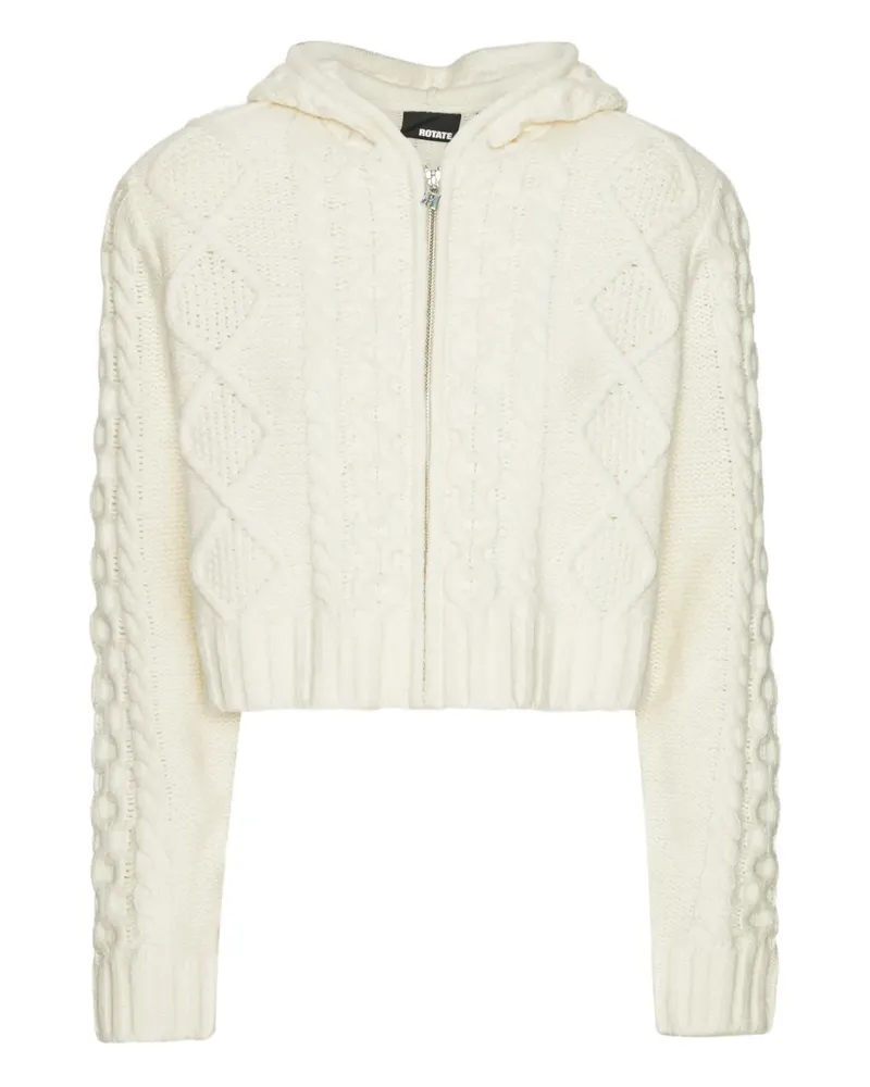 ROTATE Birger Christensen Kapuzen-Cardigan mit Zopfmuster - Weiß Weiß