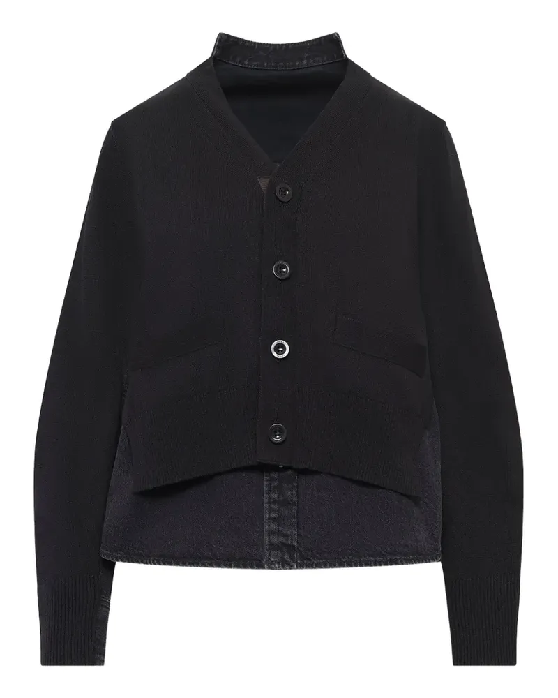Sacai Cardigan mit Jeanseinsätzen - Schwarz Schwarz