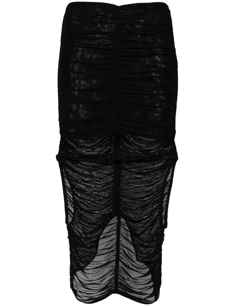 Thierry Mugler Drapierter Midirock - Schwarz Schwarz