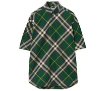 Kariertes Hemd mit Logo-Stickerei - Grün
