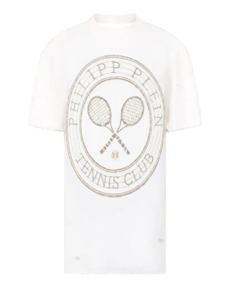 Philipp Plein Rückenfreies Tennis Club Kleid - Weiß Weiß