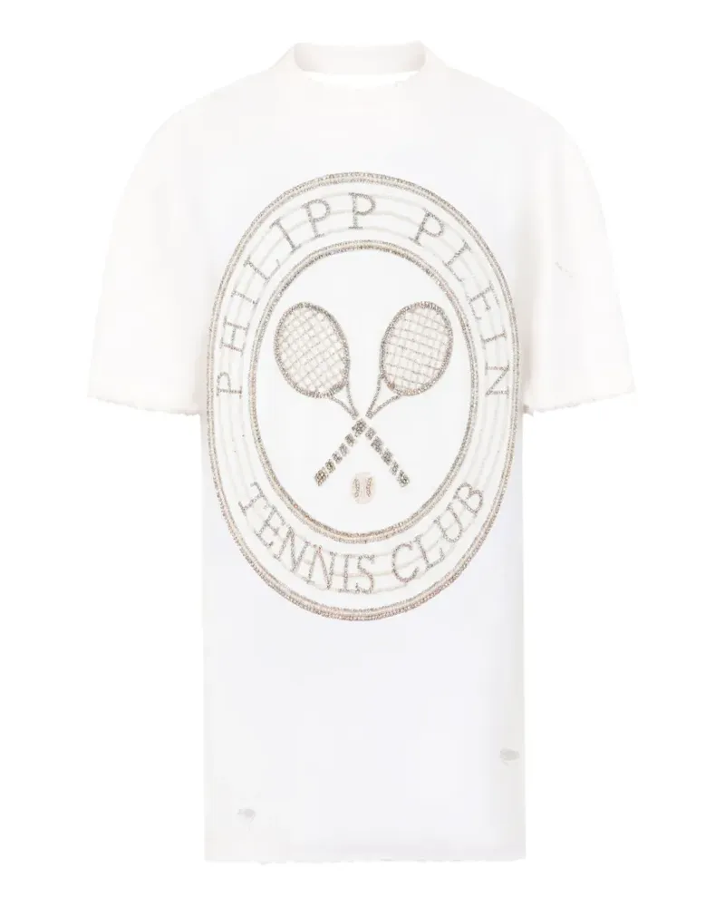 Philipp Plein Rückenfreies Tennis Club Kleid - Weiß Weiß