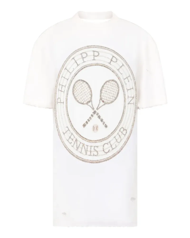 Philipp Plein Rückenfreies Tennis Club Kleid - Weiß Weiß