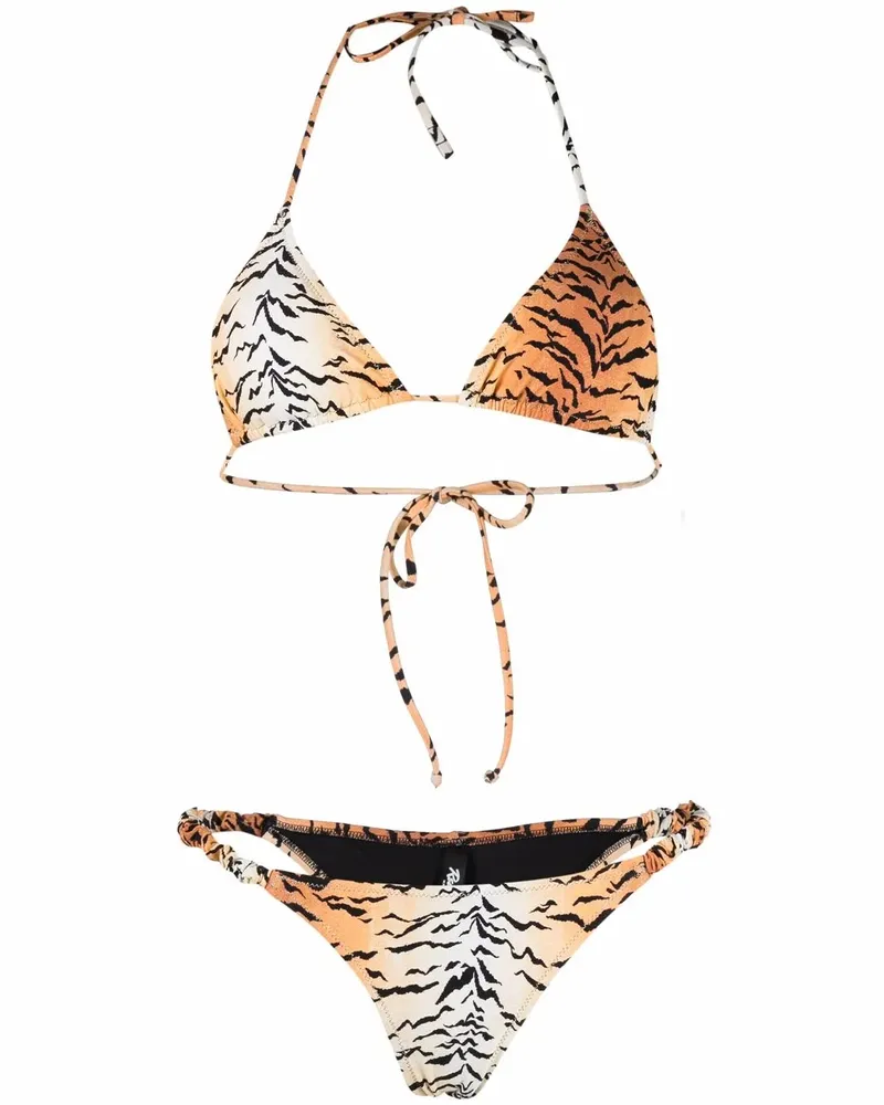 Reina Olga Scrunchie Bikini mit Tiger-Print - Orange Orange