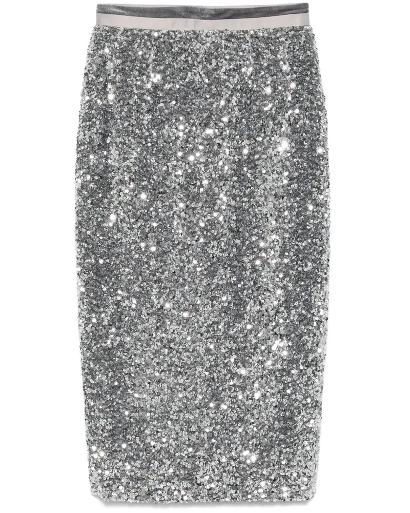 STYLAND Midirock mit Pailletten - Silber Silber