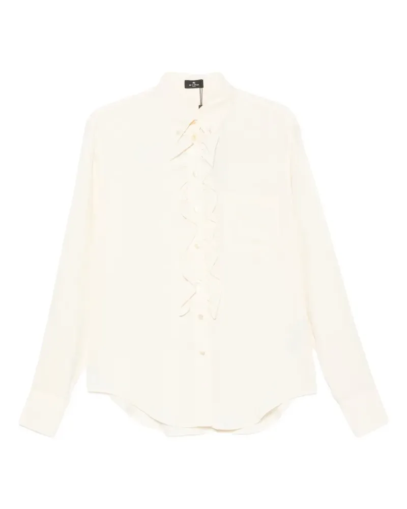 Etro ruffled-trim long-sleeved shirt - Nude Nude