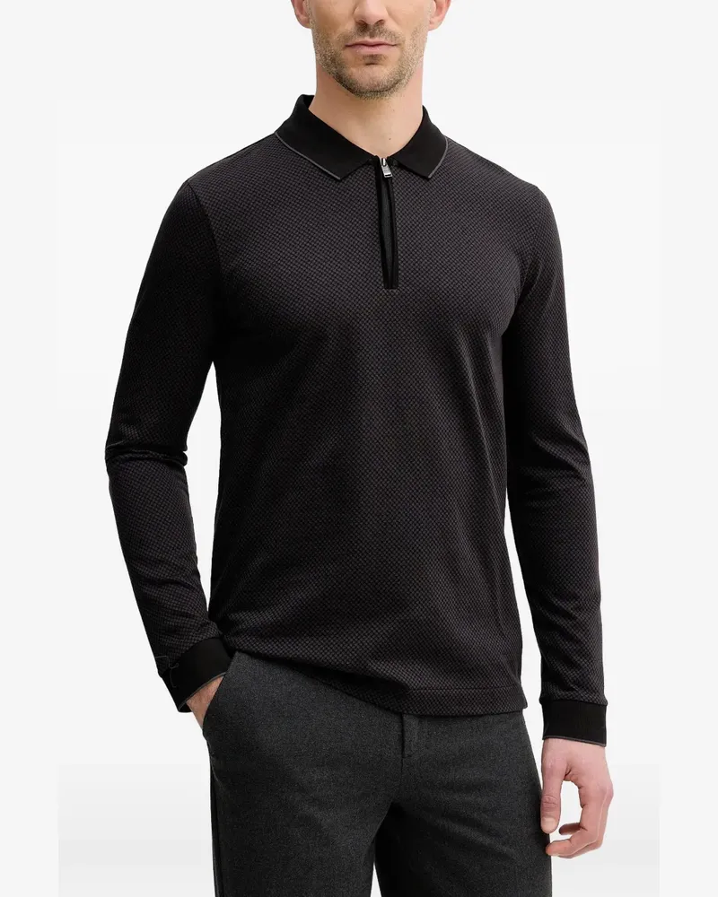 HUGO BOSS zipped polo shirt - Schwarz Schwarz