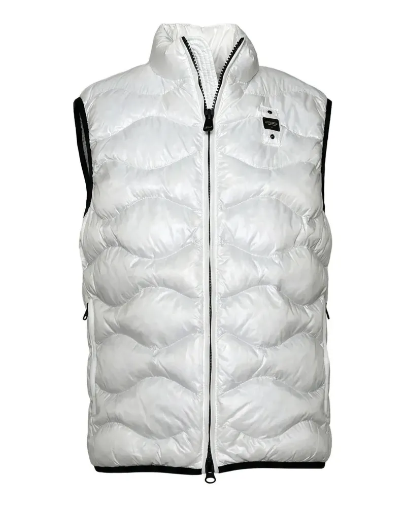 Blauer Strukturierte Weste mit Reißverschluss - Weiß Weiß