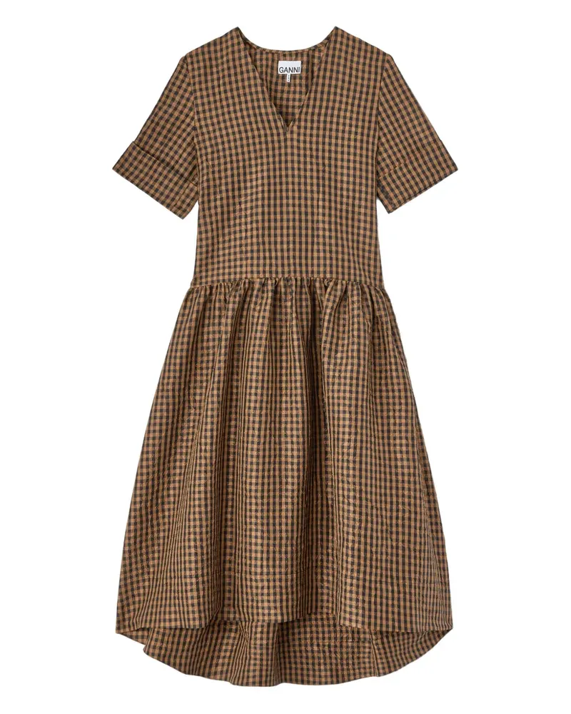 Ganni Kleid mit Karomuster - Braun Braun