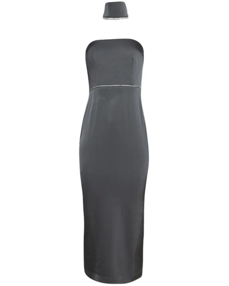 Alex Perry Schulterfreies Satinkleid mit Halsmanschette - Grau Grau
