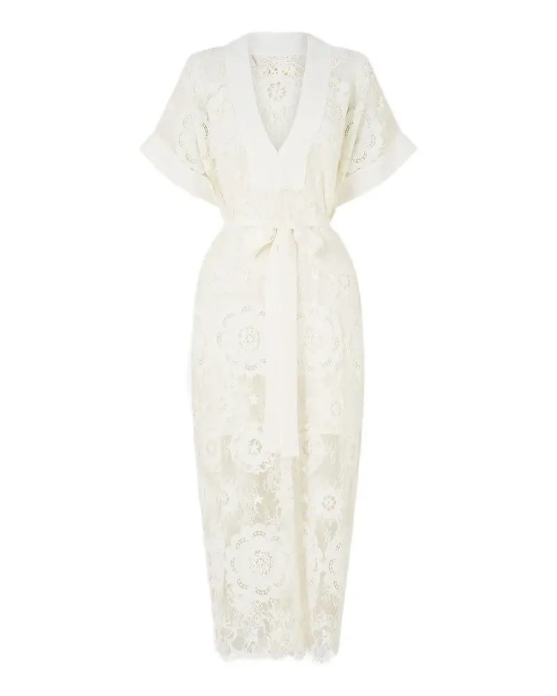 Camilla I Left my Heart in Granada tie waist lace kaftan - Nude Nude