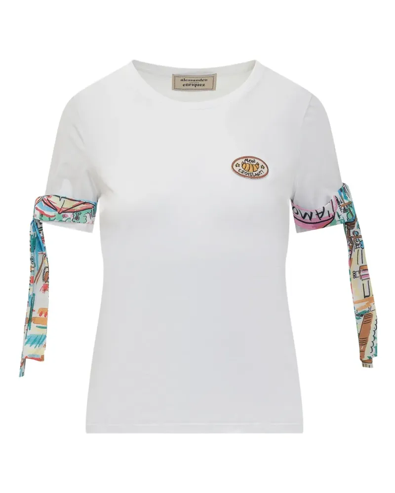 Alessandro Enriquez T-Shirt mit Schal-Detail - Weiß Weiß