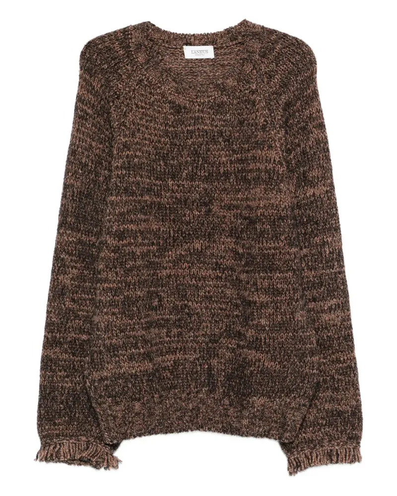 Laneus Pullover mit ausgefransten Bündchen - Braun Braun