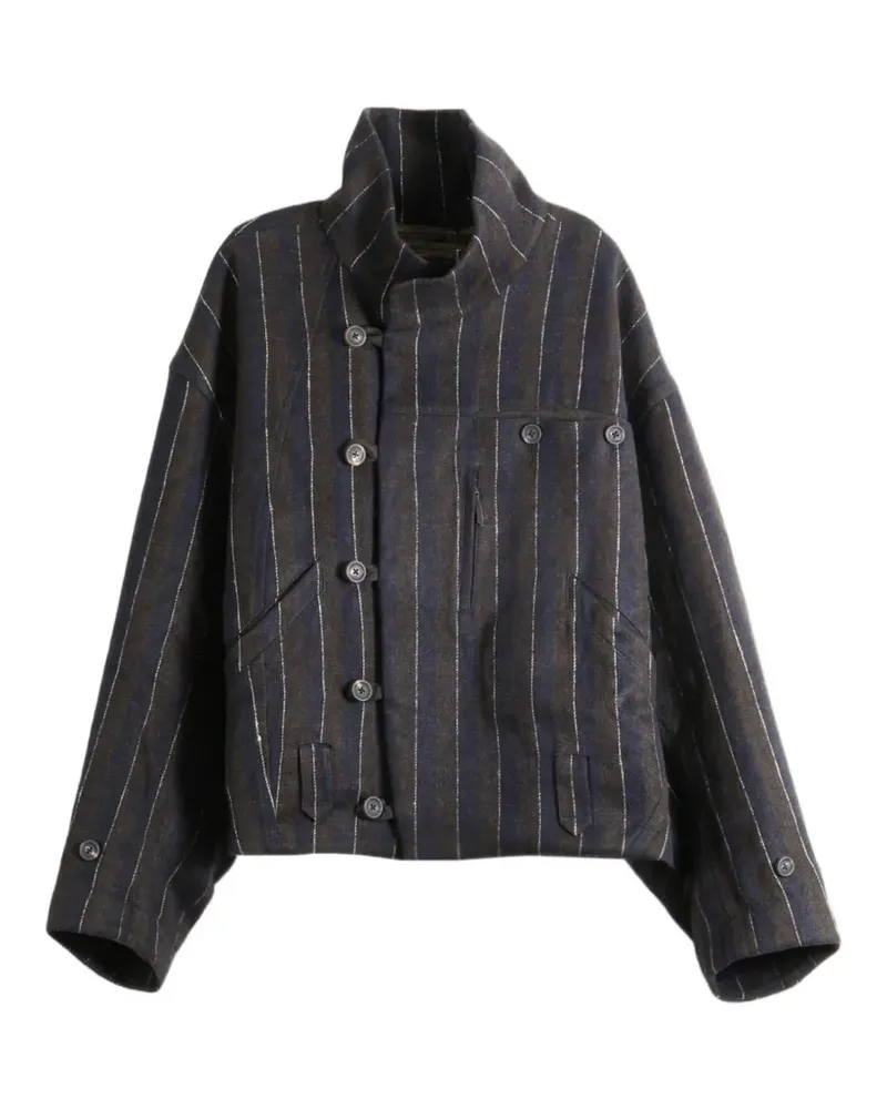 Ziggy Chen pinstripe-pattern high-neck jacket - Grau Grau