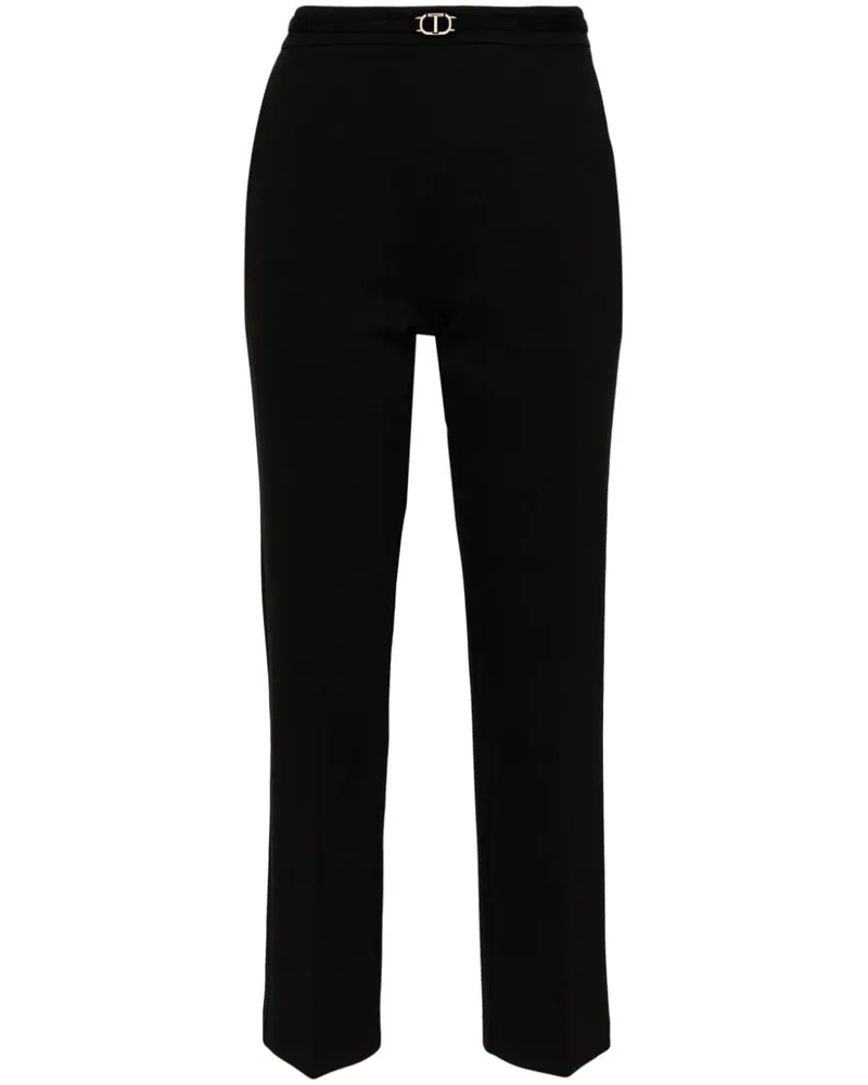 Twin-Set Oval-T Hose mit Knitteroptik - Schwarz Schwarz