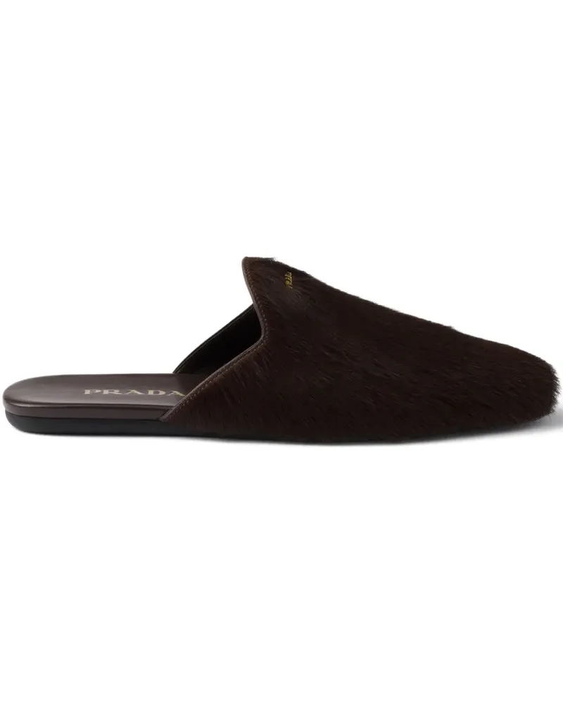 Prada Mules mit Logo-Schild - Braun Braun