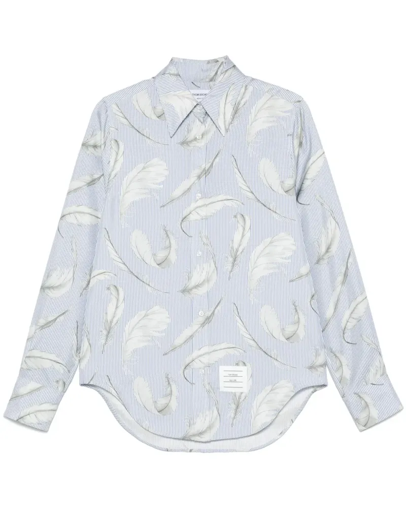Thom Browne T-Shirt mit Feder-Print - Blau Blau