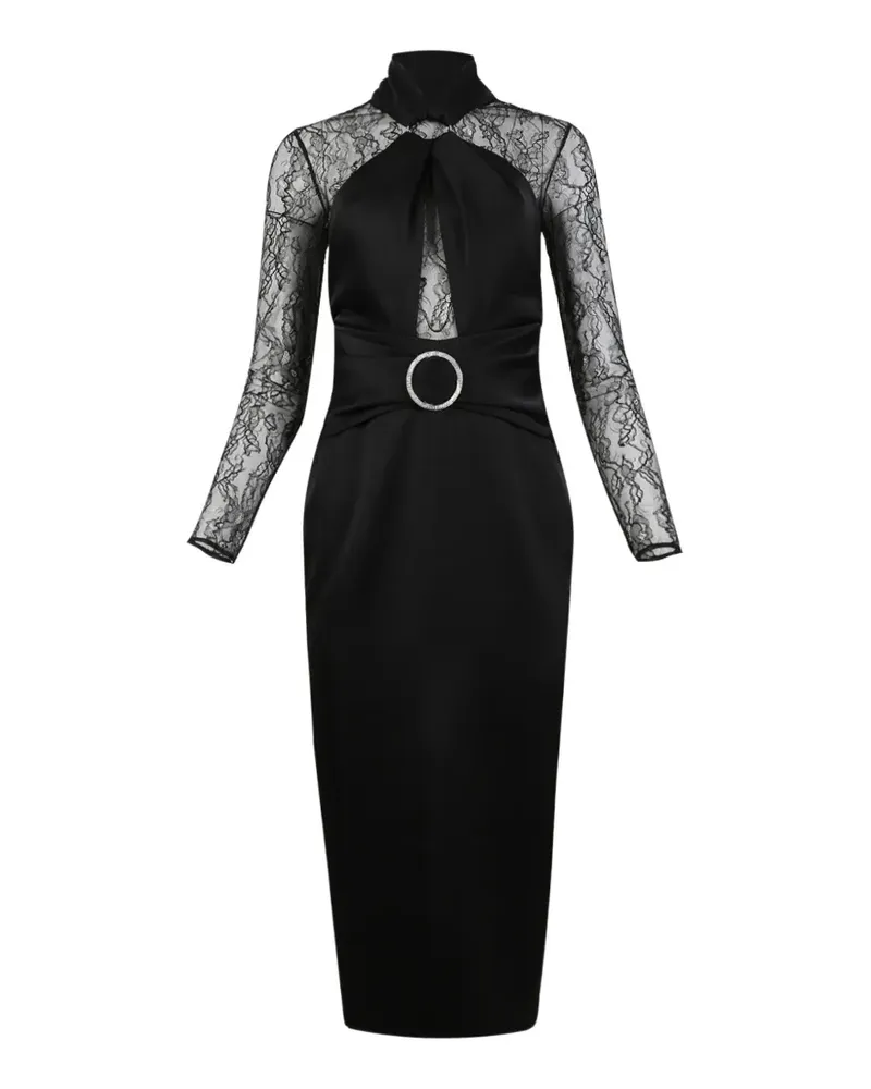 RASARIO draped midi dress - Schwarz Schwarz