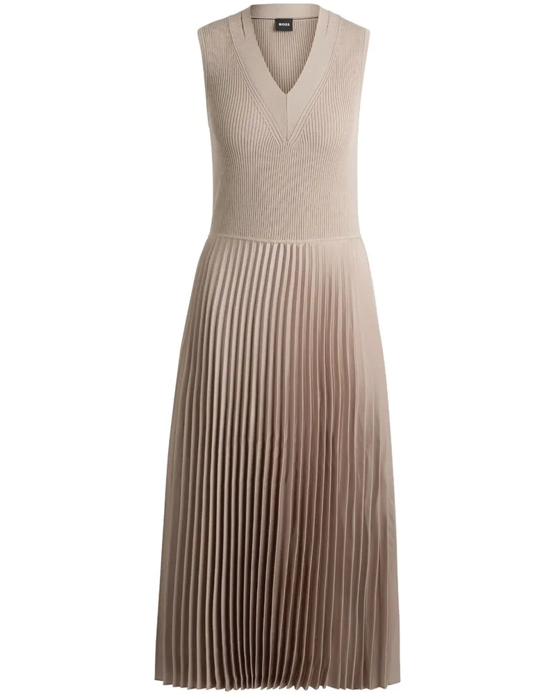HUGO BOSS Ausgestelltes Midikleid mit Plisseerock - Nude Nude