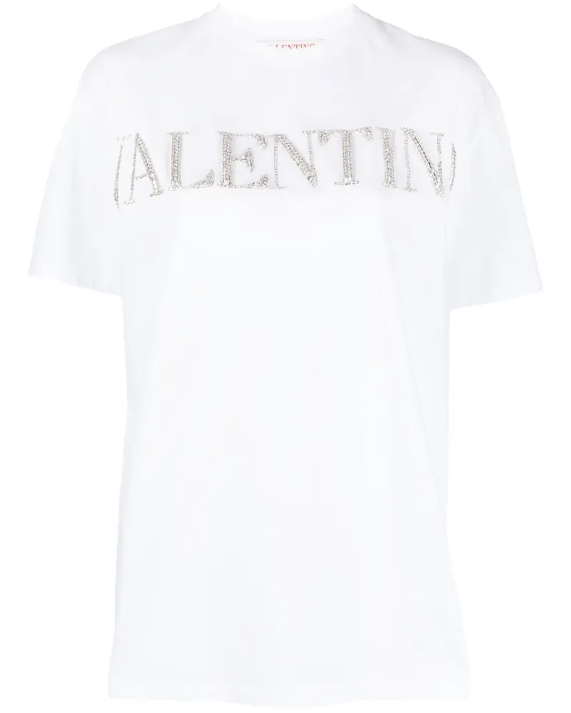 Valentino Garavani T-Shirt mit Kristall-Logo - Weiß Weiß