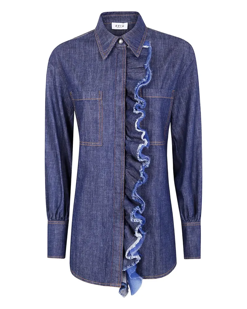 Aviù Jeanshemd mit Rüschen - Blau Blau