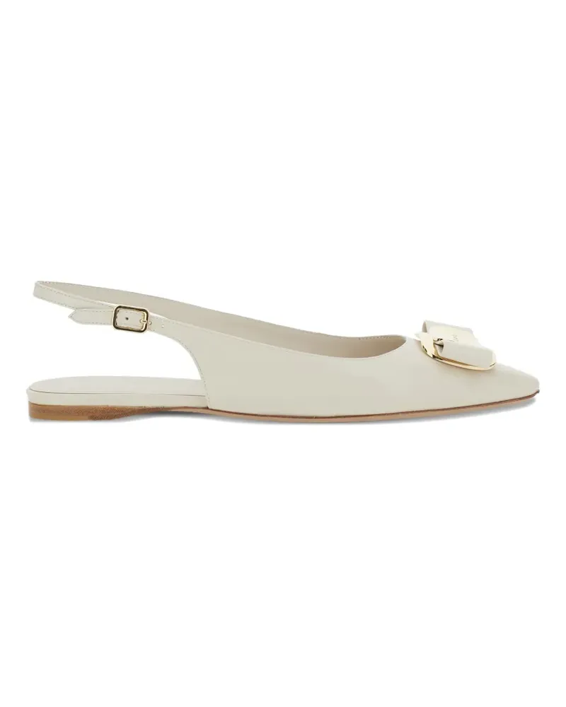 Ferragamo Zelmi buckle lamb ballet flats - Nude Nude