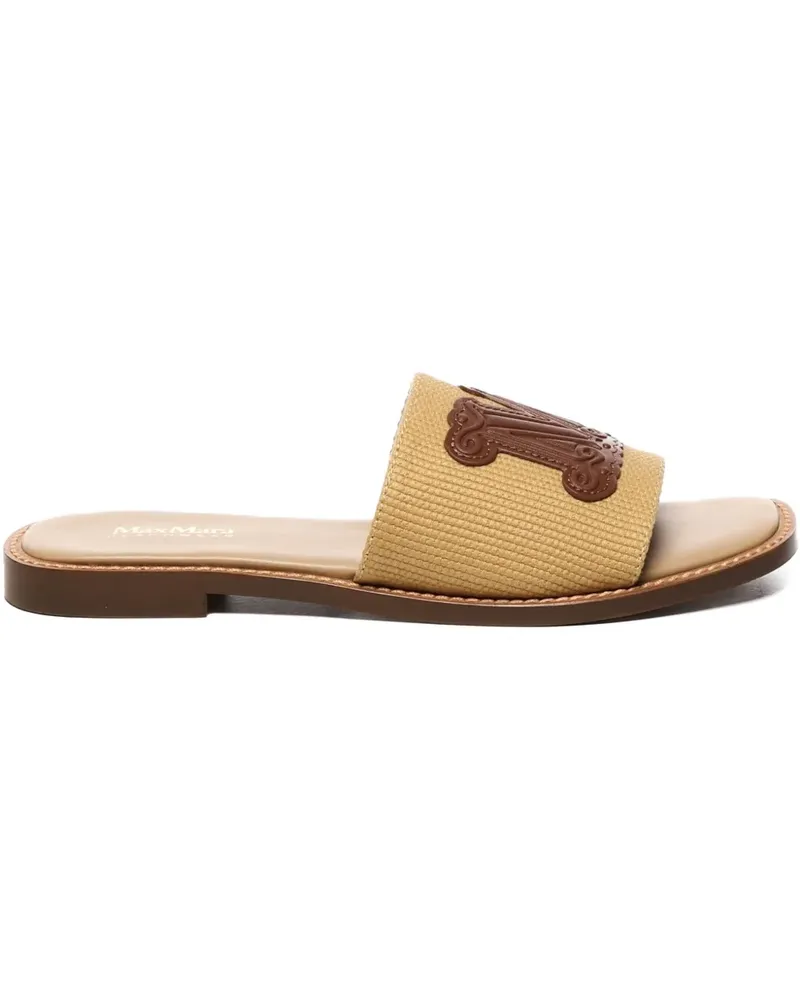 Max Mara Flache Canvas-Sandalen mit Monogramm - Nude Nude