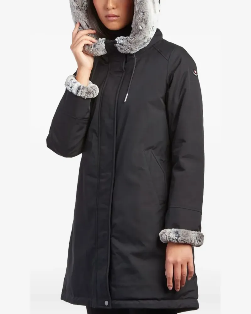 Canadiens Daunenmantel mit Kapuze aus Fake Fur - Schwarz Schwarz