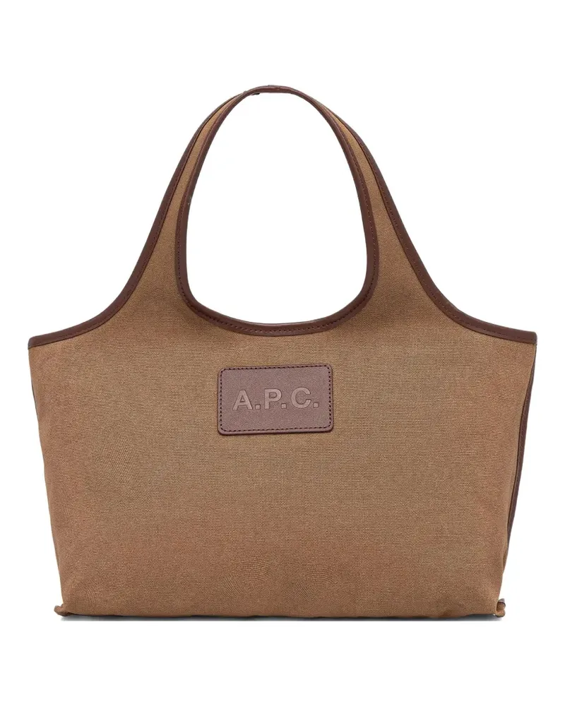 A.P.C. Mittelgroßer Harper Canvas-Tote Bag mit Lederbesatz - Braun Braun