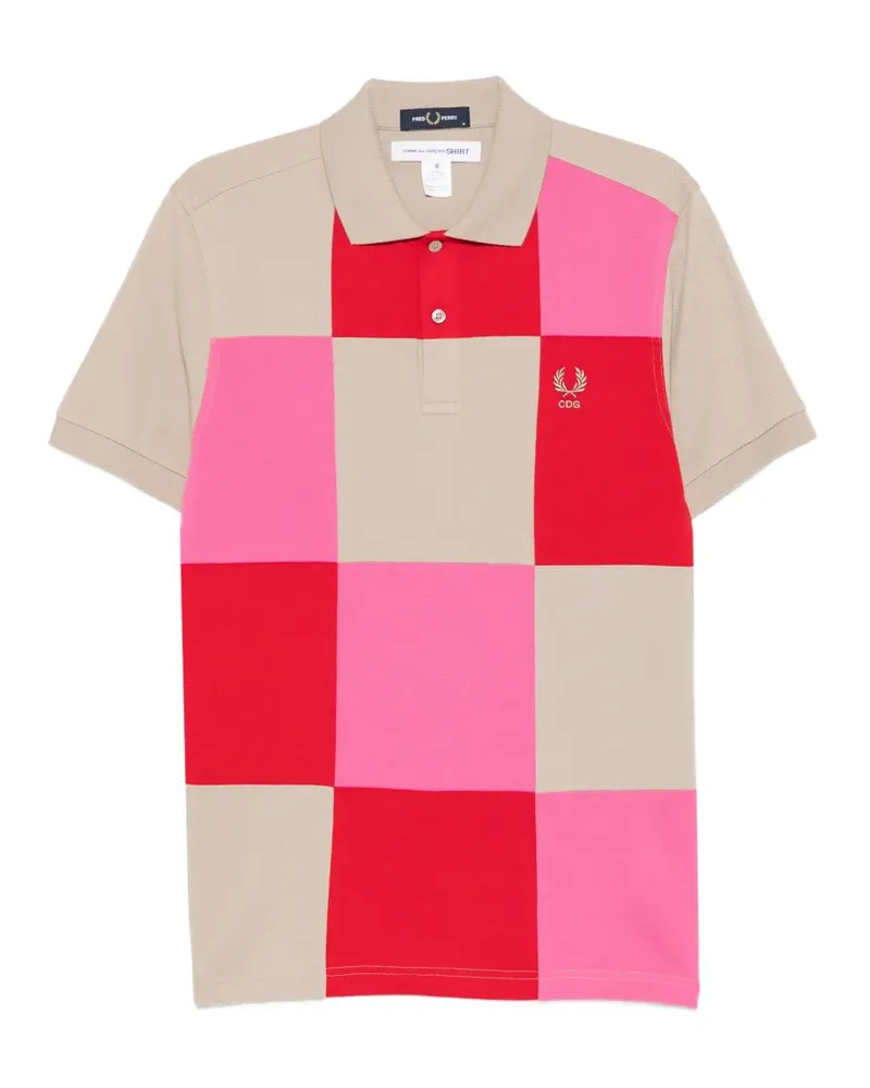 Comme des Garçons patchwork-effect logo-embroidered polo shirt - Nude Nude
