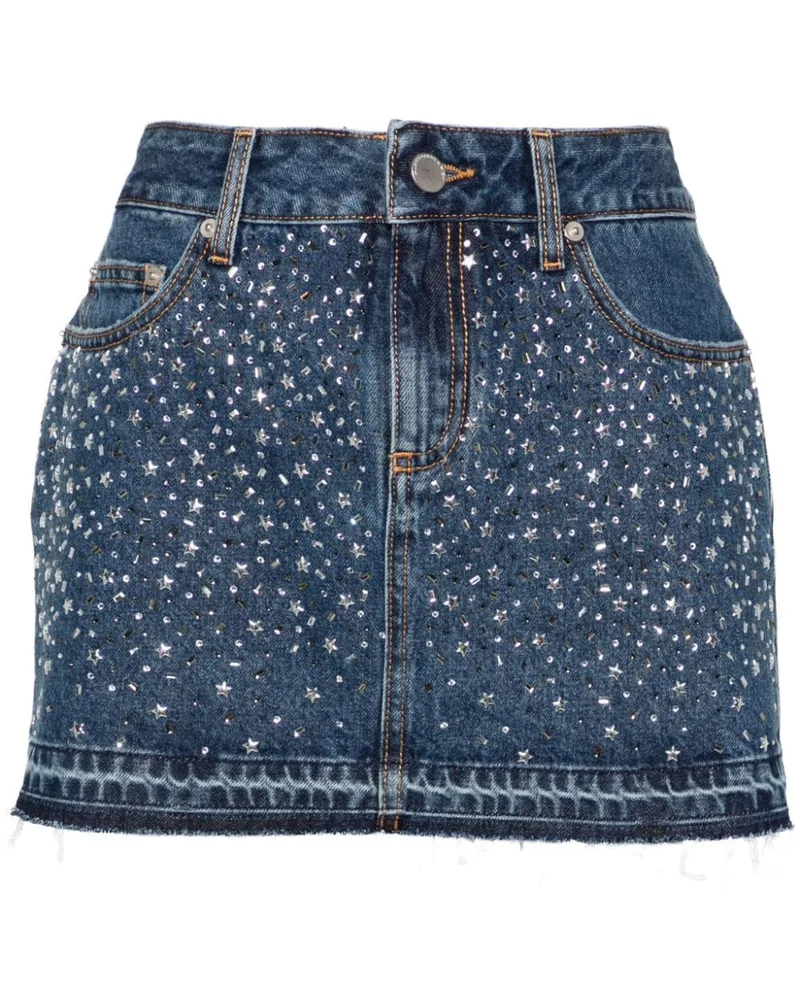 Alessandra Rich Jeansrock mit Nieten Blau