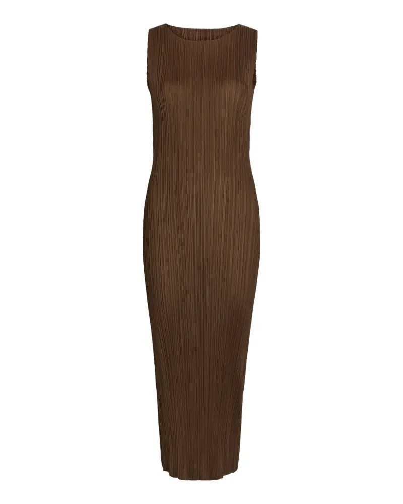 Issey Miyake pleated sleeveless maxi dress - Braun Braun