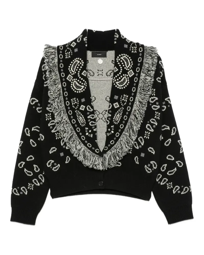 Alanui paisley-jacquard fringed cardigan - Schwarz Schwarz