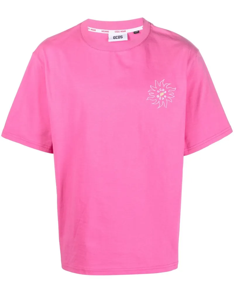 GCDS T-Shirt mit Surfer-Print Rosa