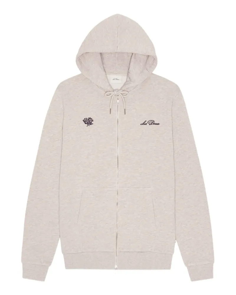 LES DEUX logo-embroidered zip-up hoodie - Nude Nude