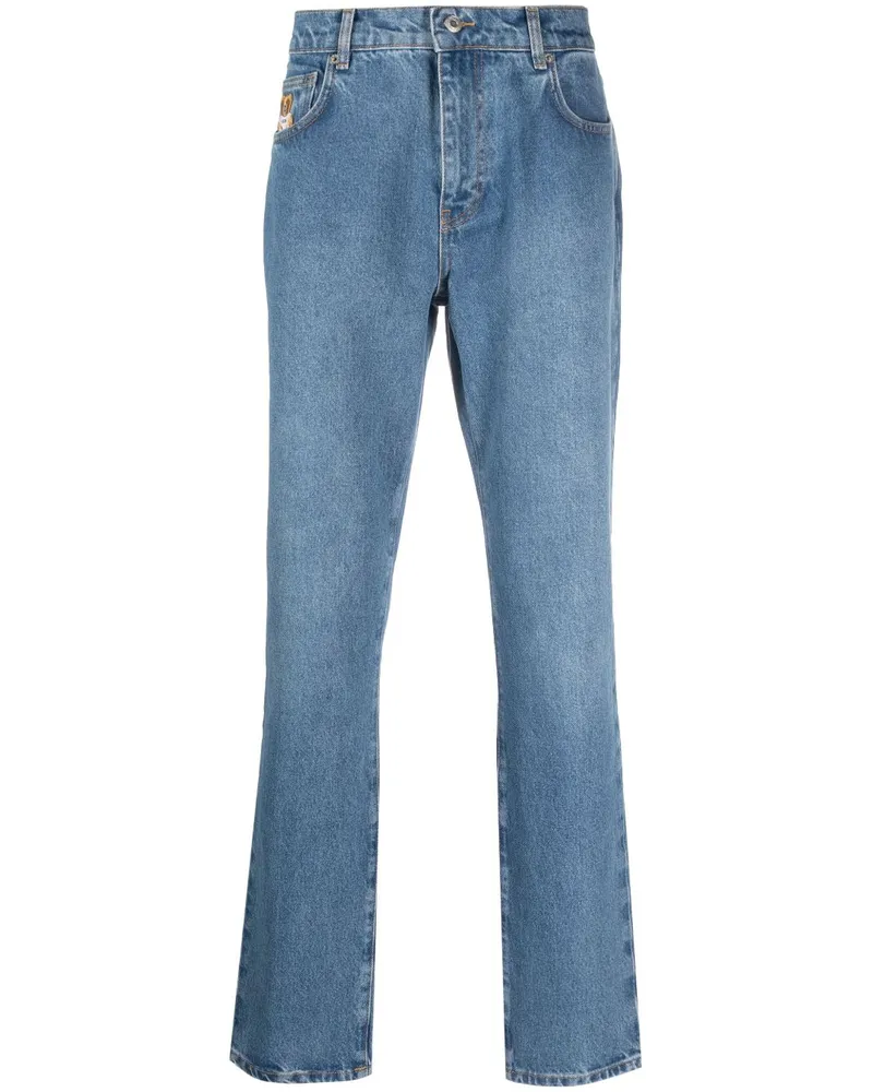 Moschino Skinny-Jeans mit Leo Teddy-Print - Blau Blau