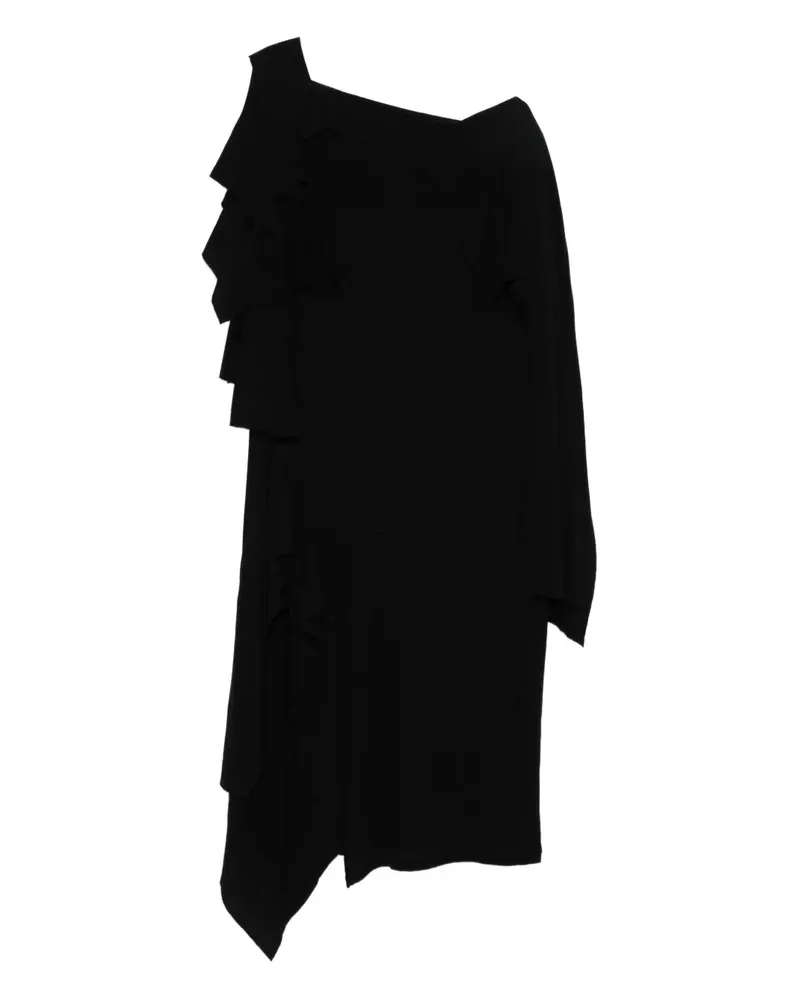 Yohji Yamamoto Drapiertes Kleid mit Rüschen - Schwarz Schwarz