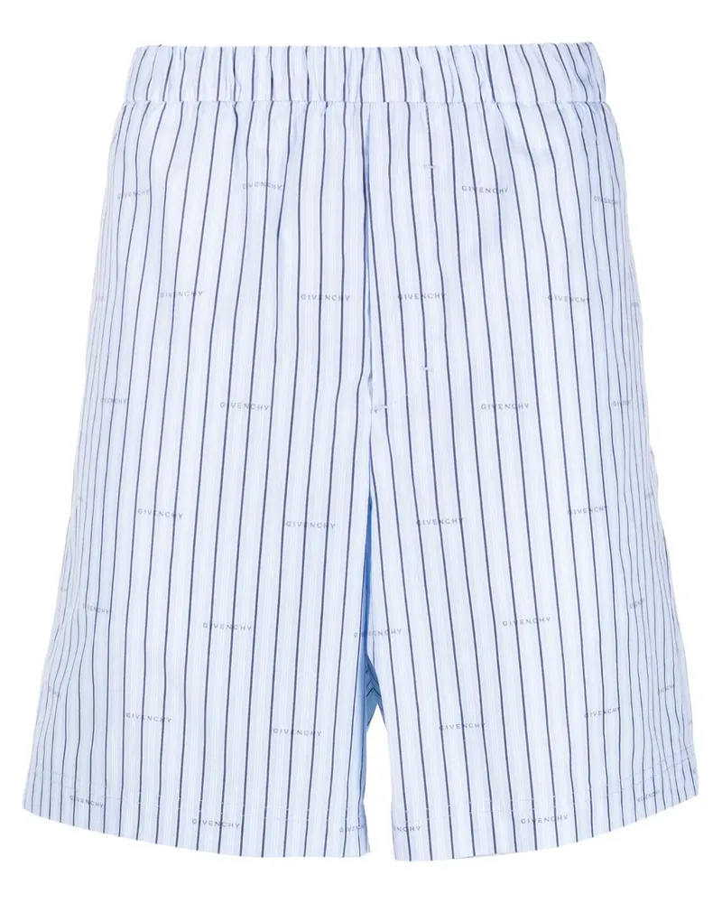 Givenchy Gestreifte Shorts mit Logo - Blau Blau