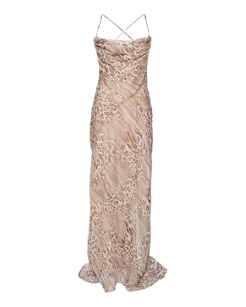 Blumarine leopard-print cowl-neck dress - Nude Nude