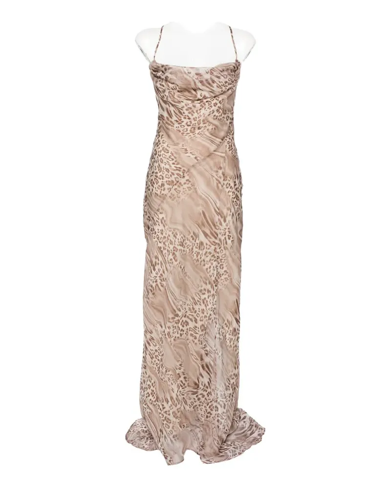 Blumarine leopard-print cowl-neck dress - Nude Nude