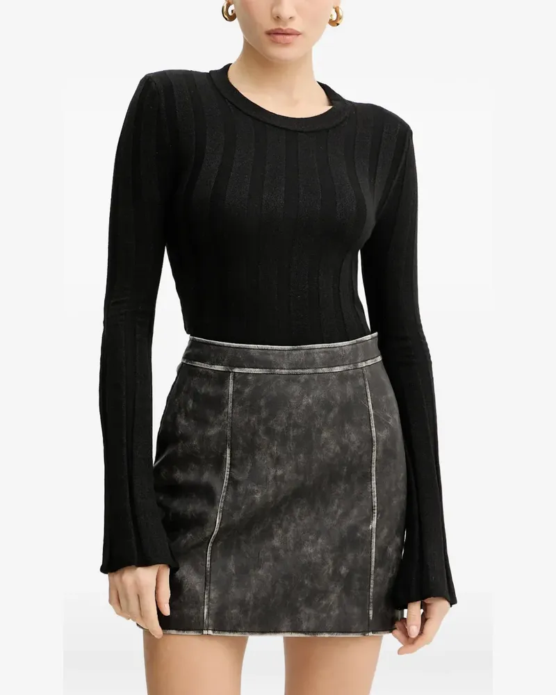 Guess ribbed-knit flared-sleeve sweatshirt - Schwarz Schwarz