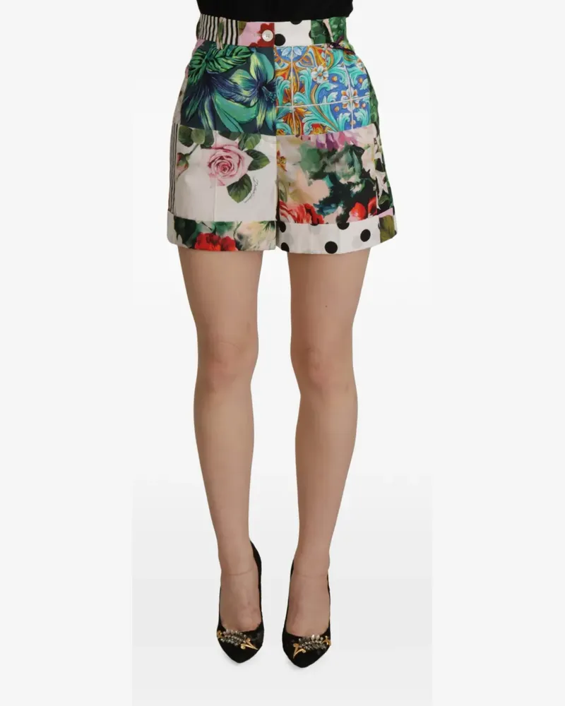 Dolce & Gabbana patchwork floral-print shorts - Weiß Weiß