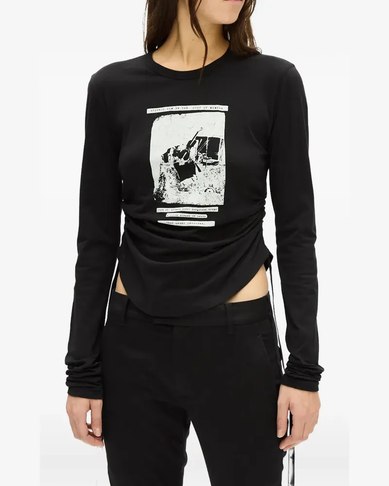 Ann Demeulemeester Gerafftes Dot T-Shirt - Schwarz Schwarz