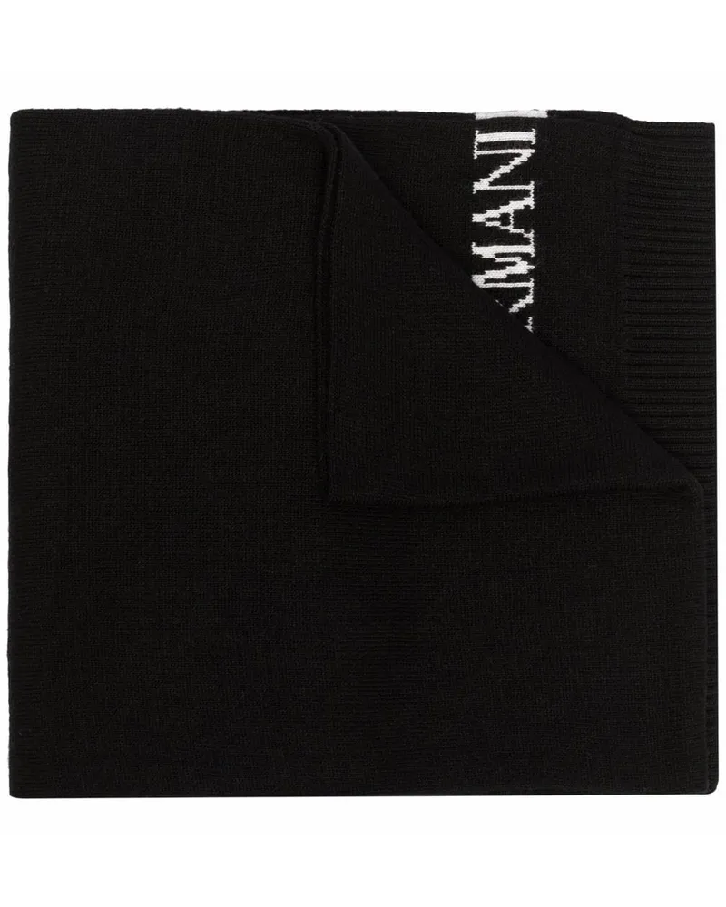 Emporio Armani Intarsien-Schal mit Logo Schwarz