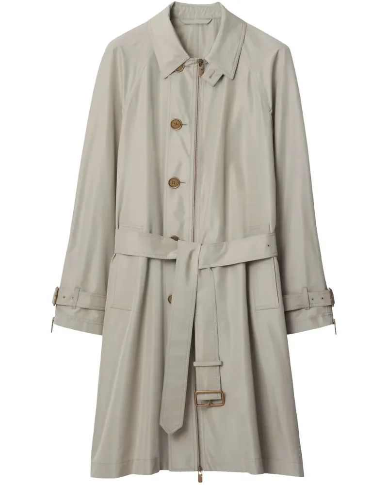 Burberry Langer Seidenmantel - Grau Grau