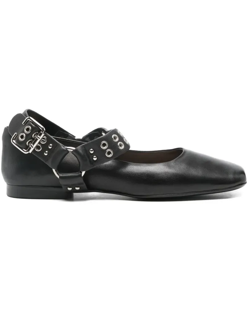 MARC ELLIS studded buckle ballet flats - Schwarz Schwarz