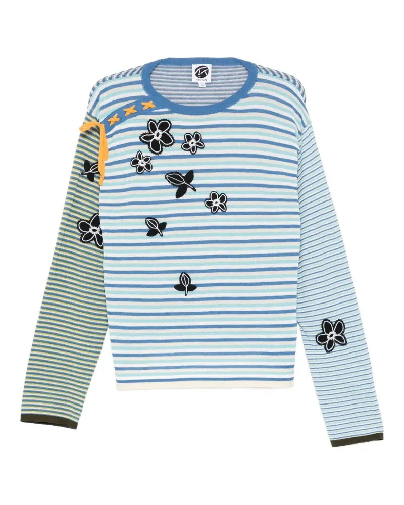 YANYAN KNITS striped floral knitwear - Blau Blau