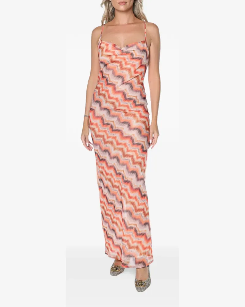 One Teaspoon Jagger chevron-print maxi dress - Orange Orange