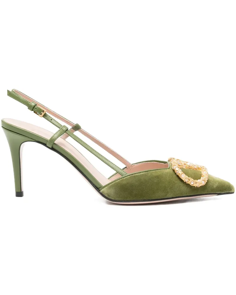 Valentino Garavani Verzierte Pumps mit V-Logo 80mm - Grün Grün