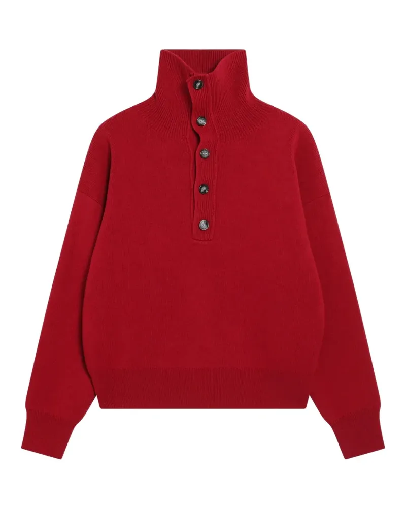 AMI Paris Geknöpfter Pullover mit Stehkragen - Rot Rot